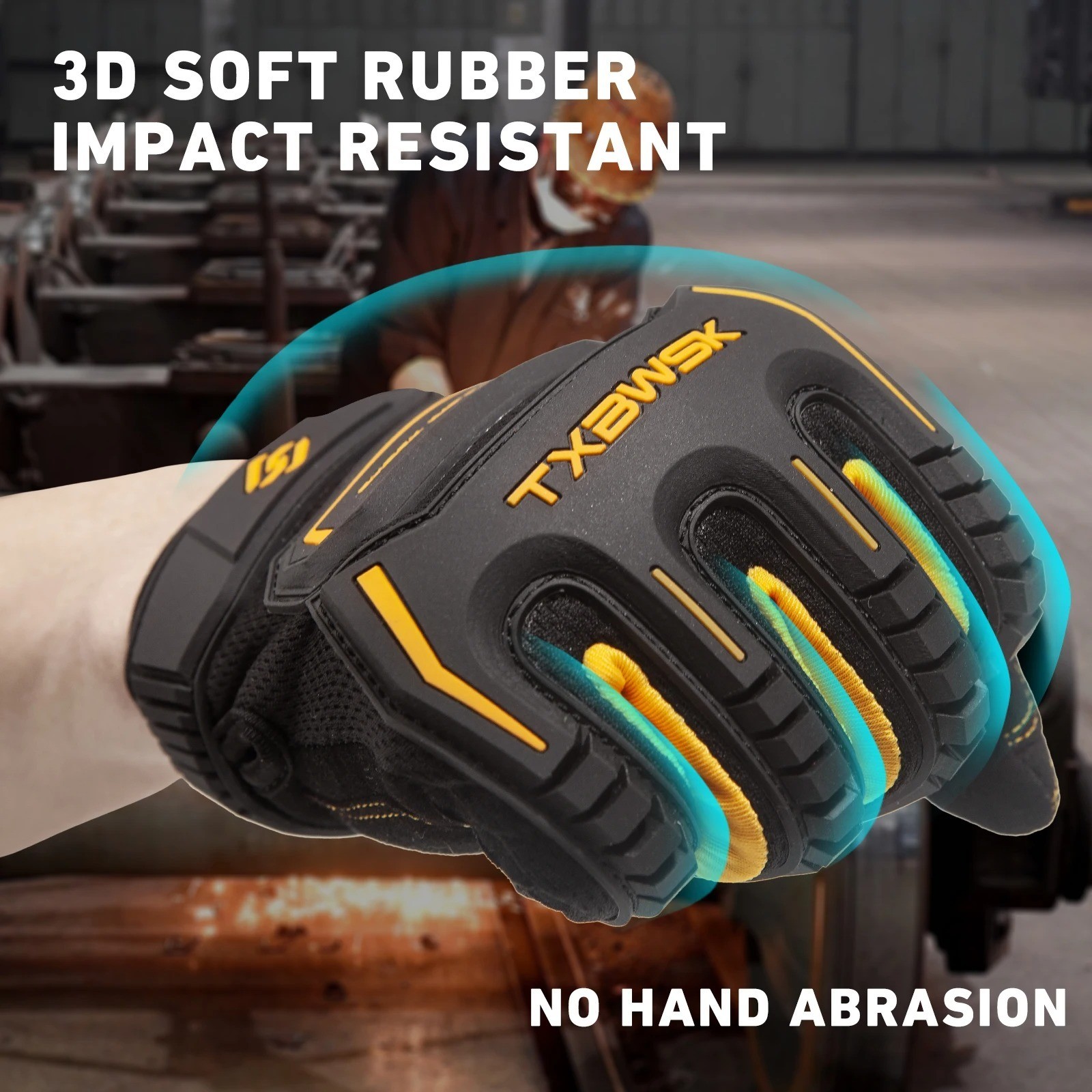 1Pair Heavy Duty Work Gloves,Mechanic Gloves ImpactProtection
