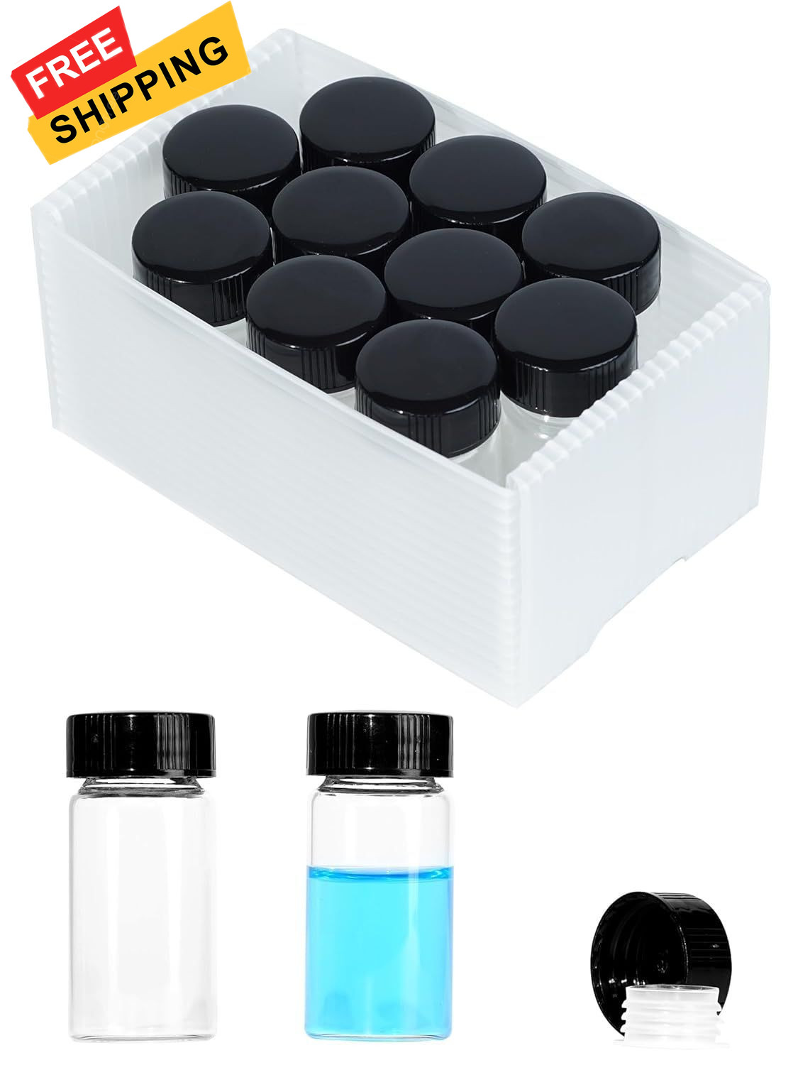20ml Clear Small Glass Vials with Screw Caps, for 20ml-10pcs