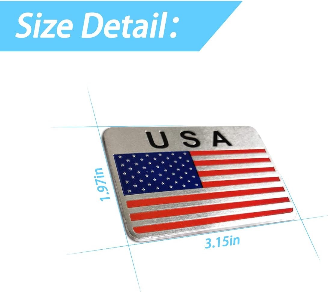 3D Aluminum Alloy Patriotic Stars and Stripes Decal Sticker, 2 PCS Color: Red2