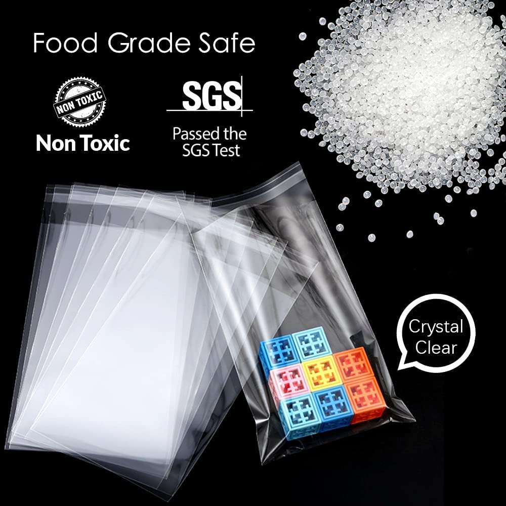 Self Sealing Cellophane Bags 100 Pcs 4.5×9.5 Inch Cookie Seal Gift Wrapping
