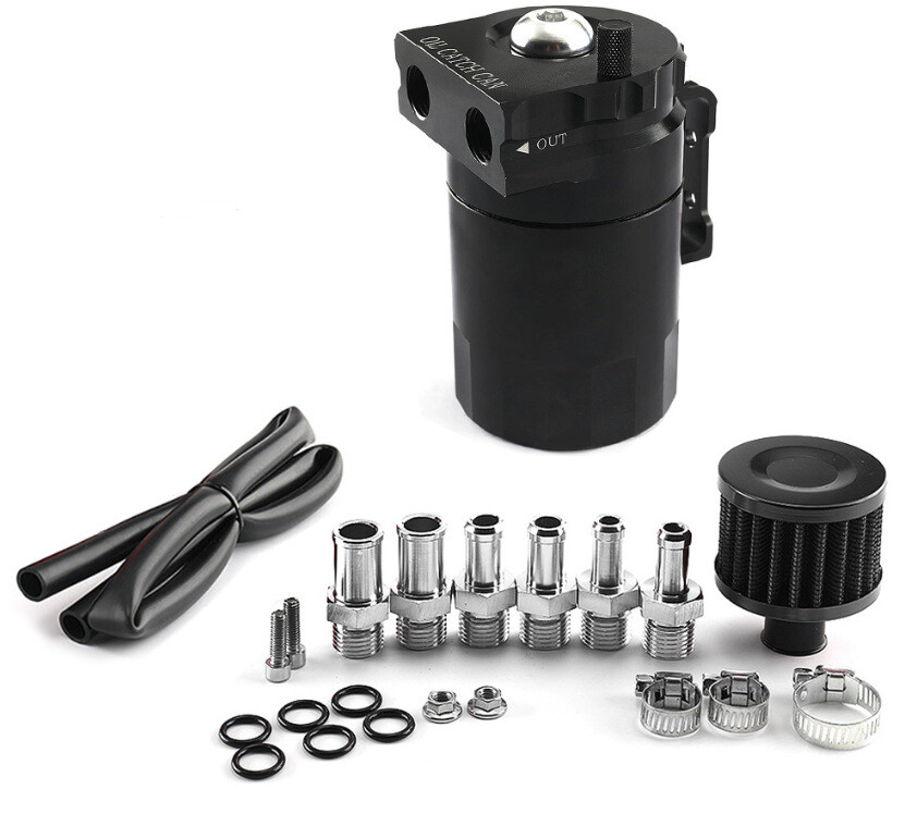 Oil Catch Can Kit Reservoir Baffled Tank with Breather Filter Universal Aluminum