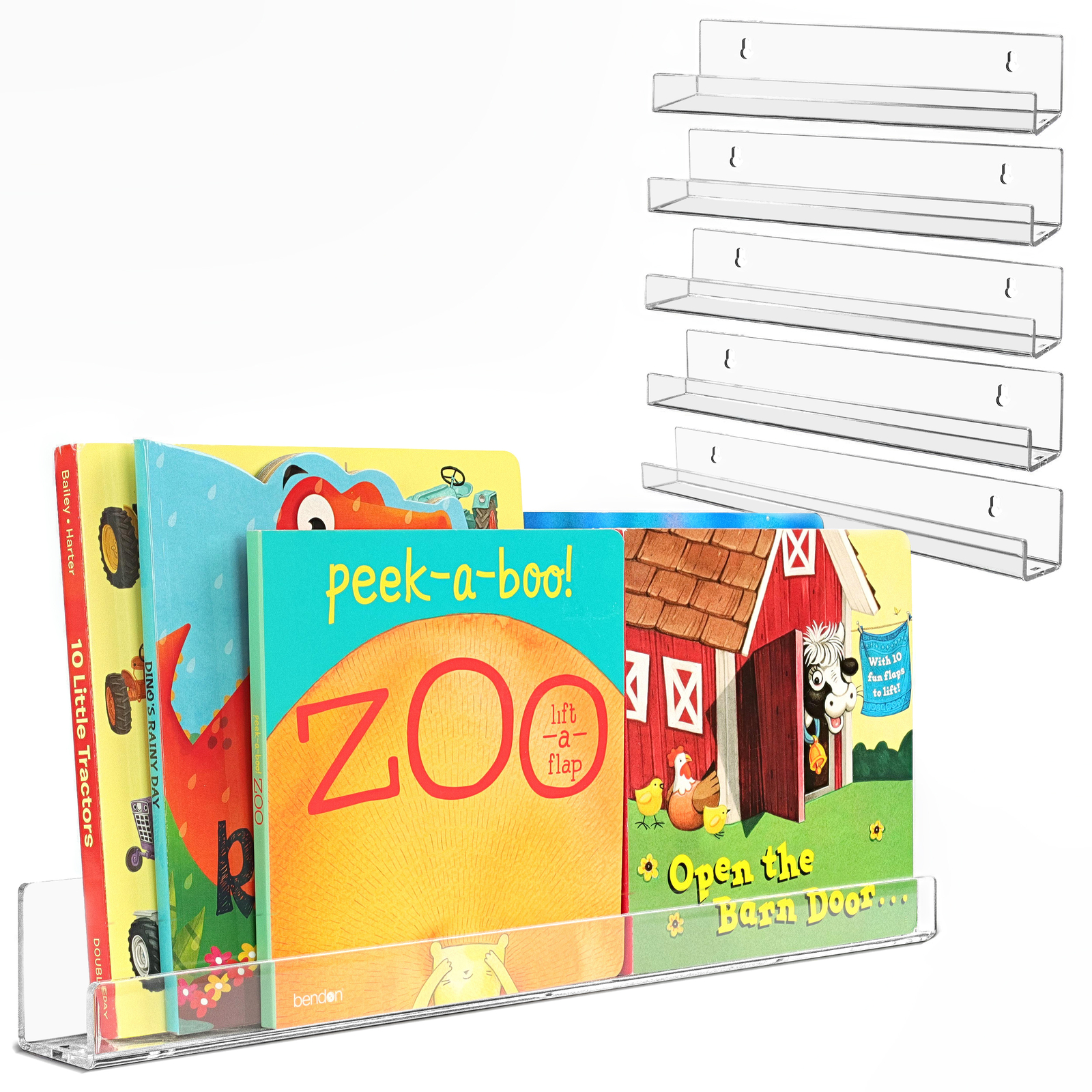 7Penn Floating Book Display Shelves – 6pk 15in Clear Acrylic Shelves for Wall