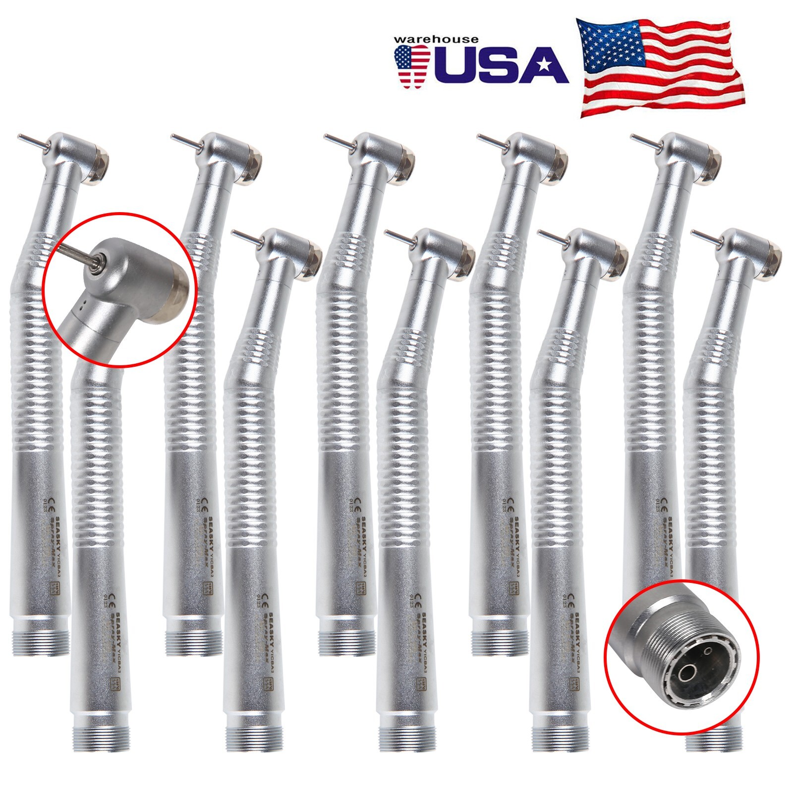 10* Dental NSK Style High Speed Air Turbine Handpiece Spray 2 Hole SEASKY-Y1BA2