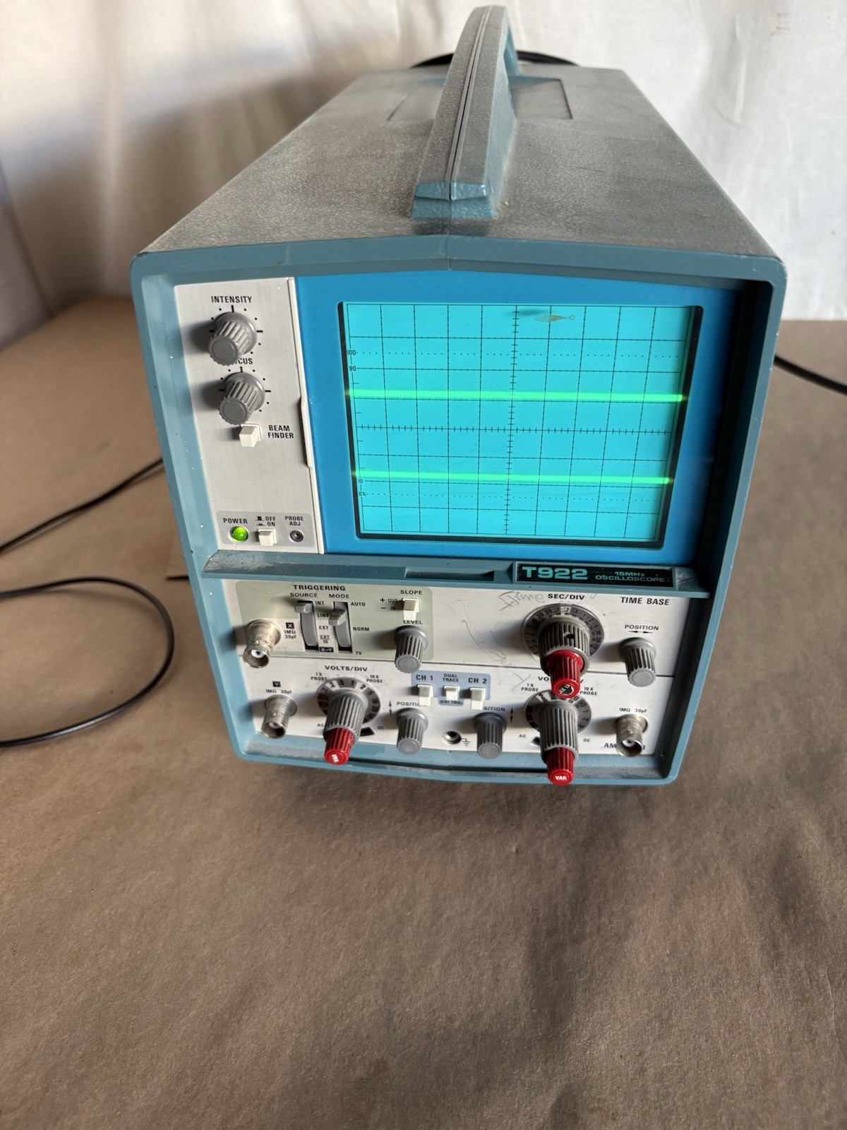 Tektronix T922 15MHz Dual Channel Oscilloscope w/ Probes Tested Working USA Made