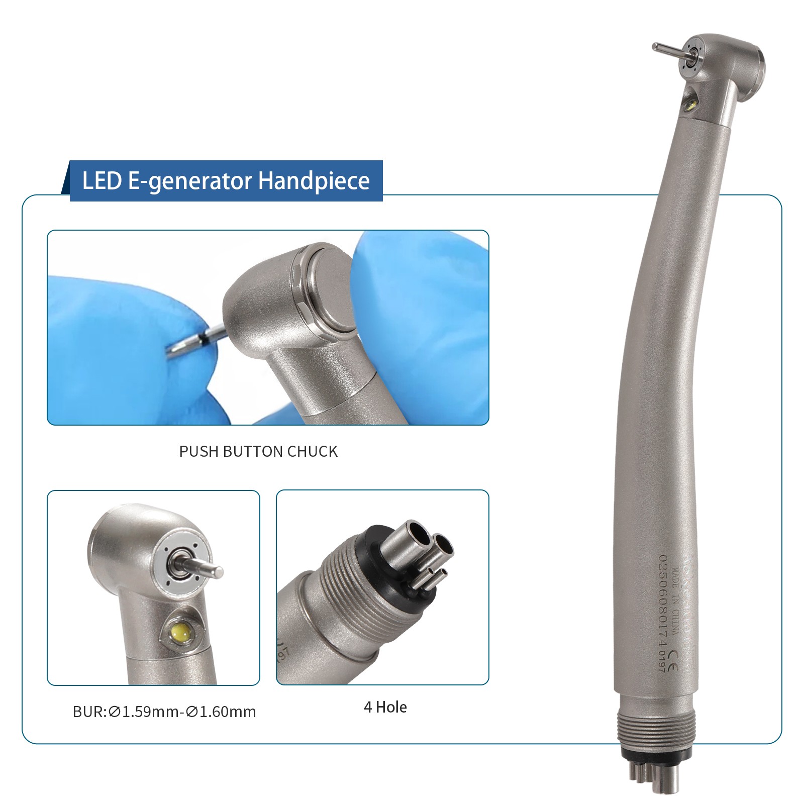 Dental LED Fibre Optic Contra Angle 1:1 Handpiece Fit NSK Ti-Max X25L Style