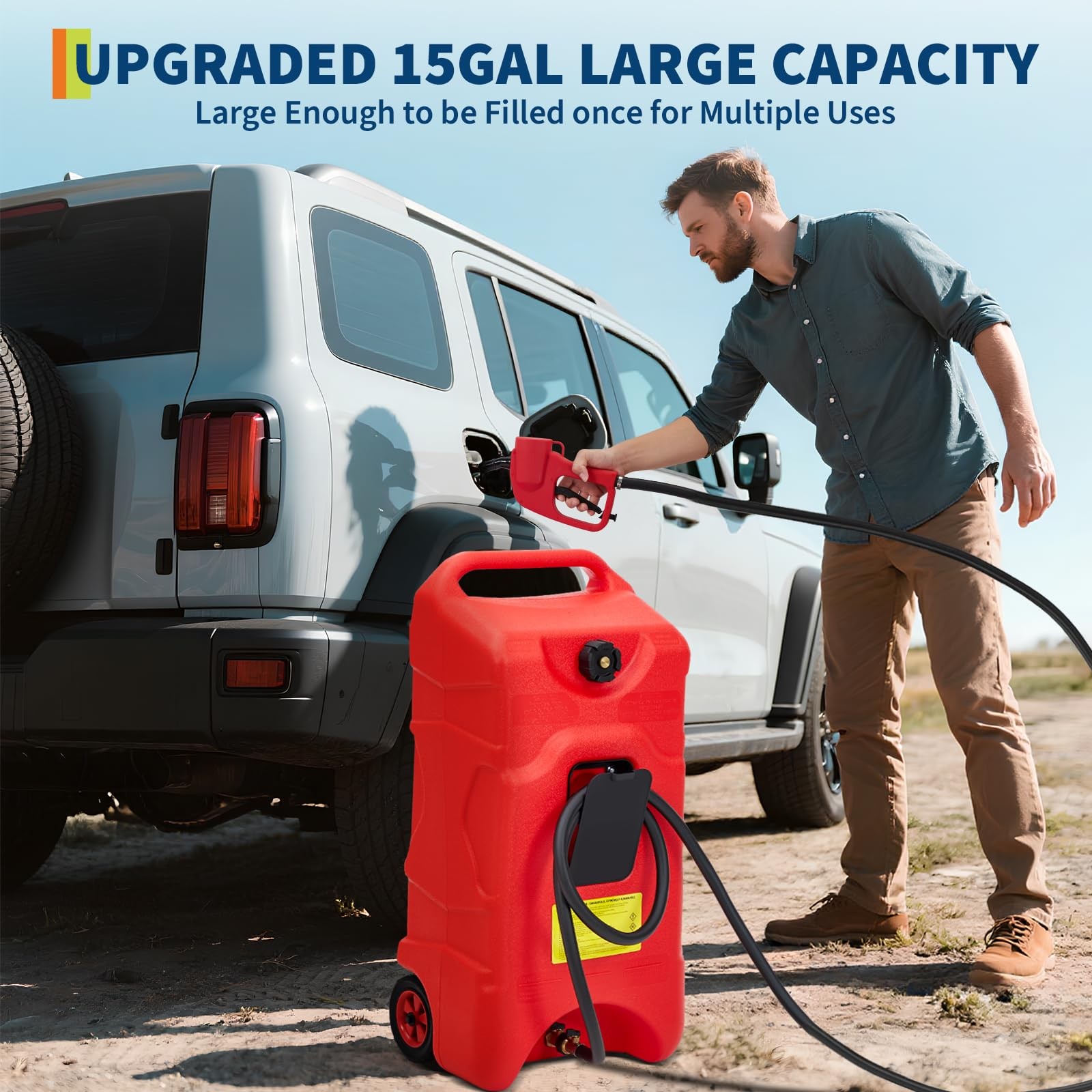 16 Gallon Gas Caddy Heavy-Duty Gas Can Fuel Caddy with Manual Fuel Transfer Red