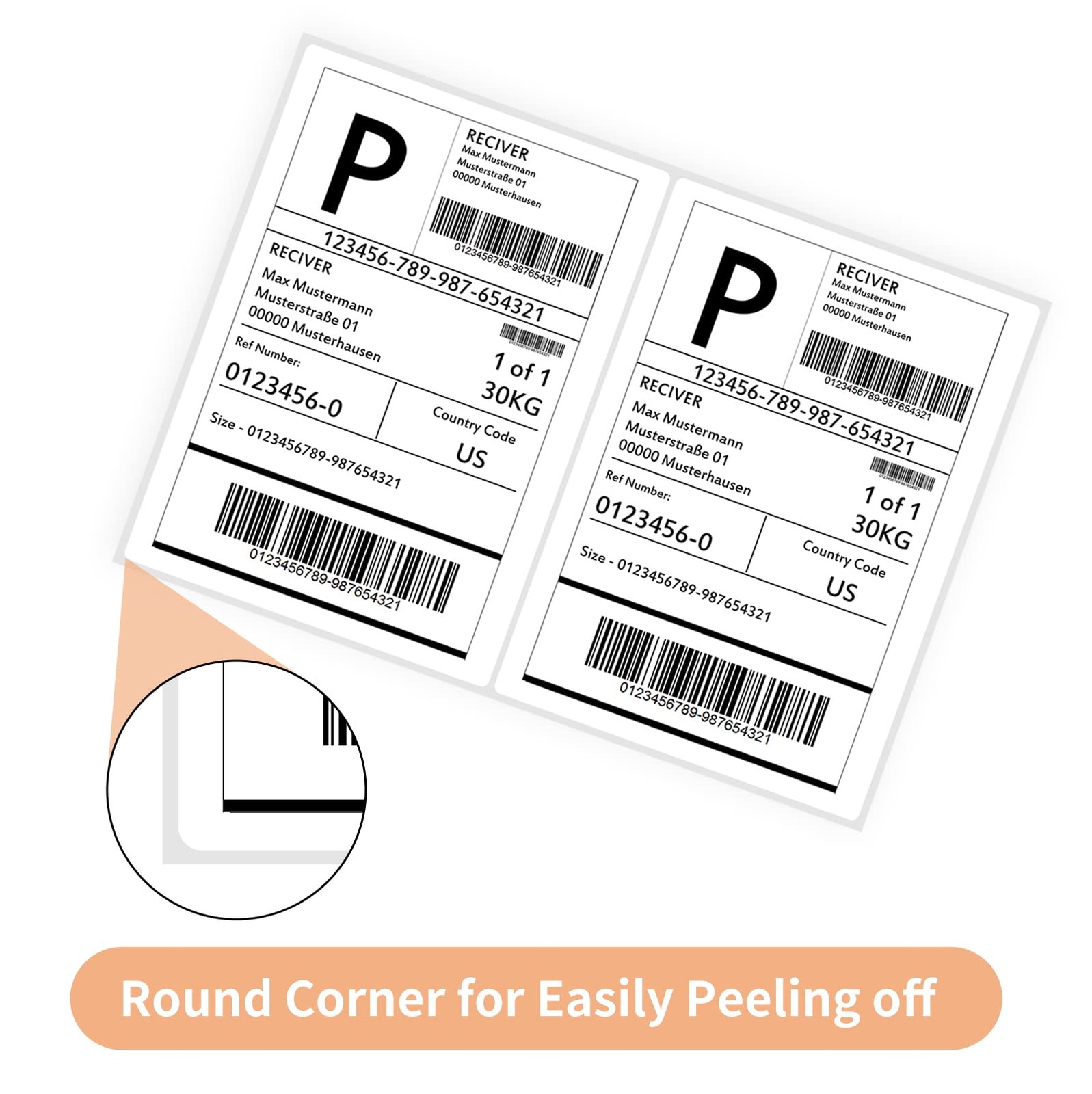 Shipping Labels with Rounded Corner, 8.27 x 5.32 Inches 200 Labels, White
