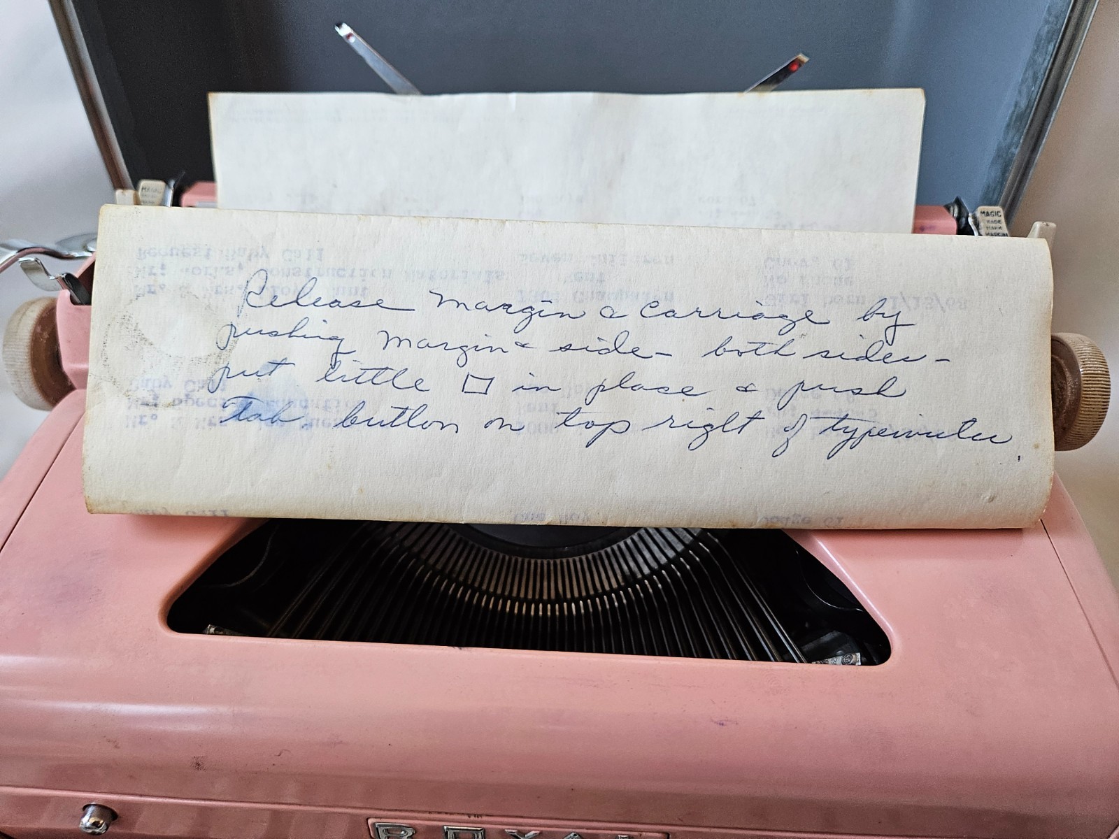 Authenic 1950s Bubble Gum Pink Royal Quiet DeLuxe Typewriter with Carrying Case