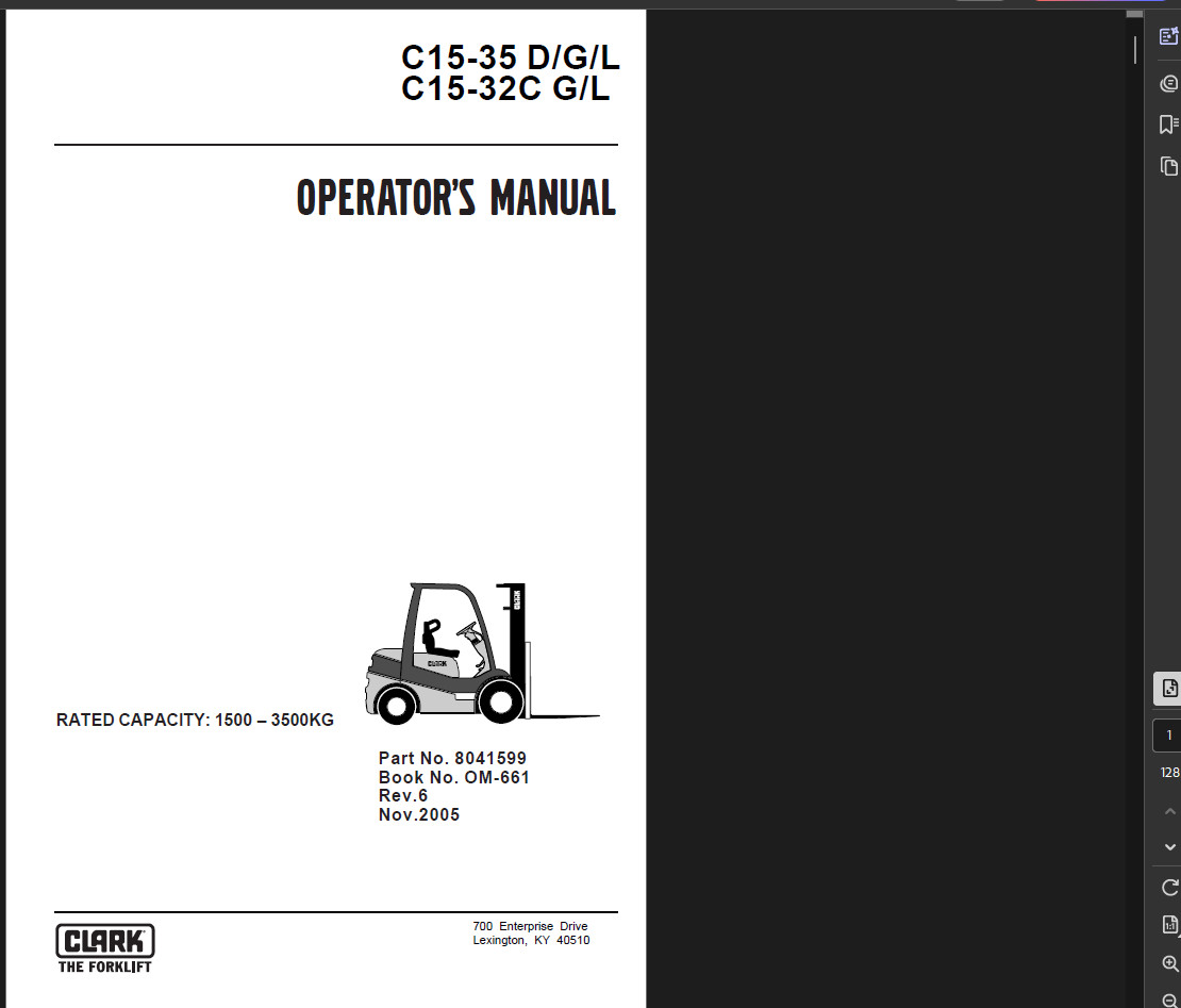 CLARK C25L FORKLIFT OPERATORS SERVICE REPAIR SHOP MANUAL PDF ON USB
