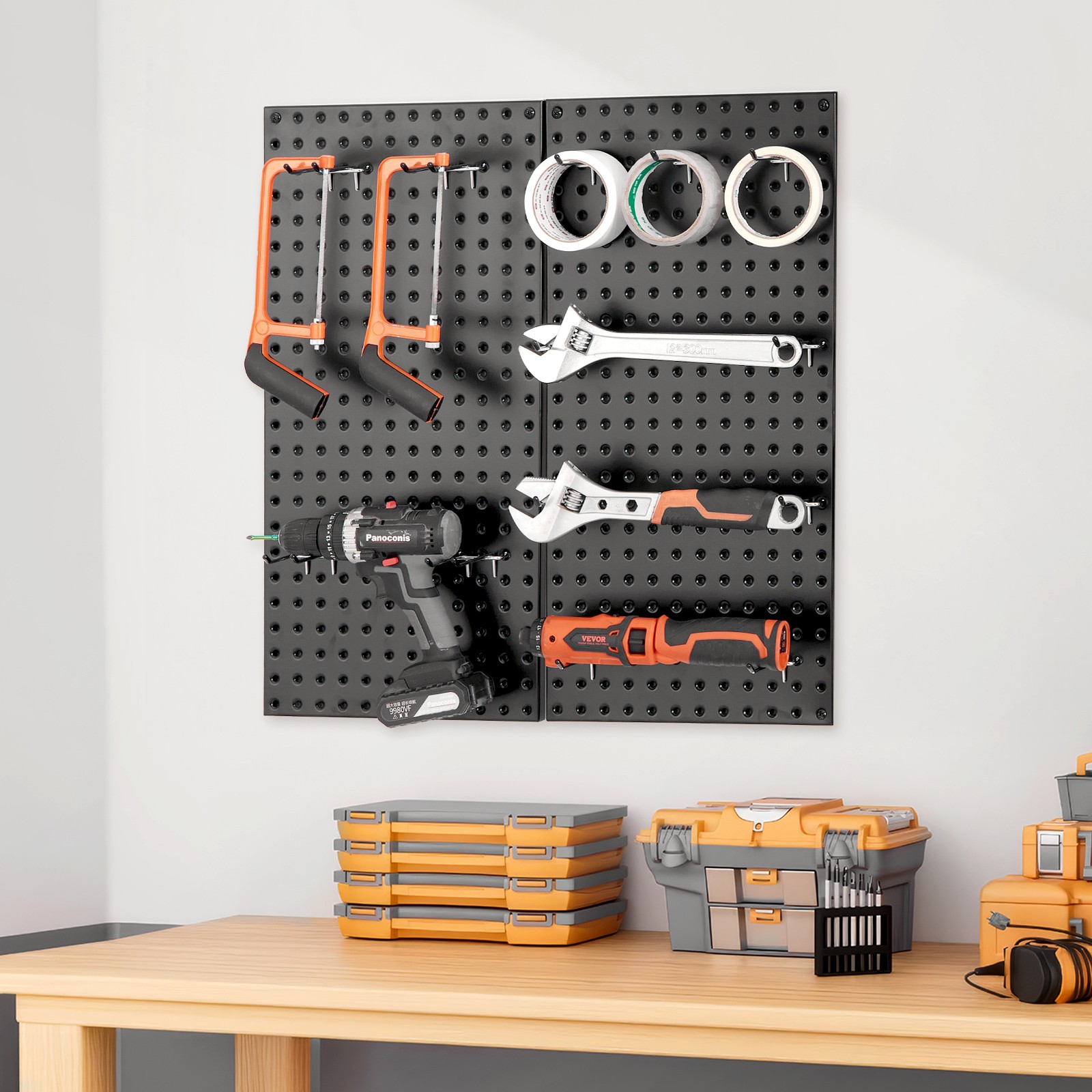 VEVOR Metal Pegboard Panels 2Pcs 24″ x 12″Wall Organizer for Garage Tool Storage