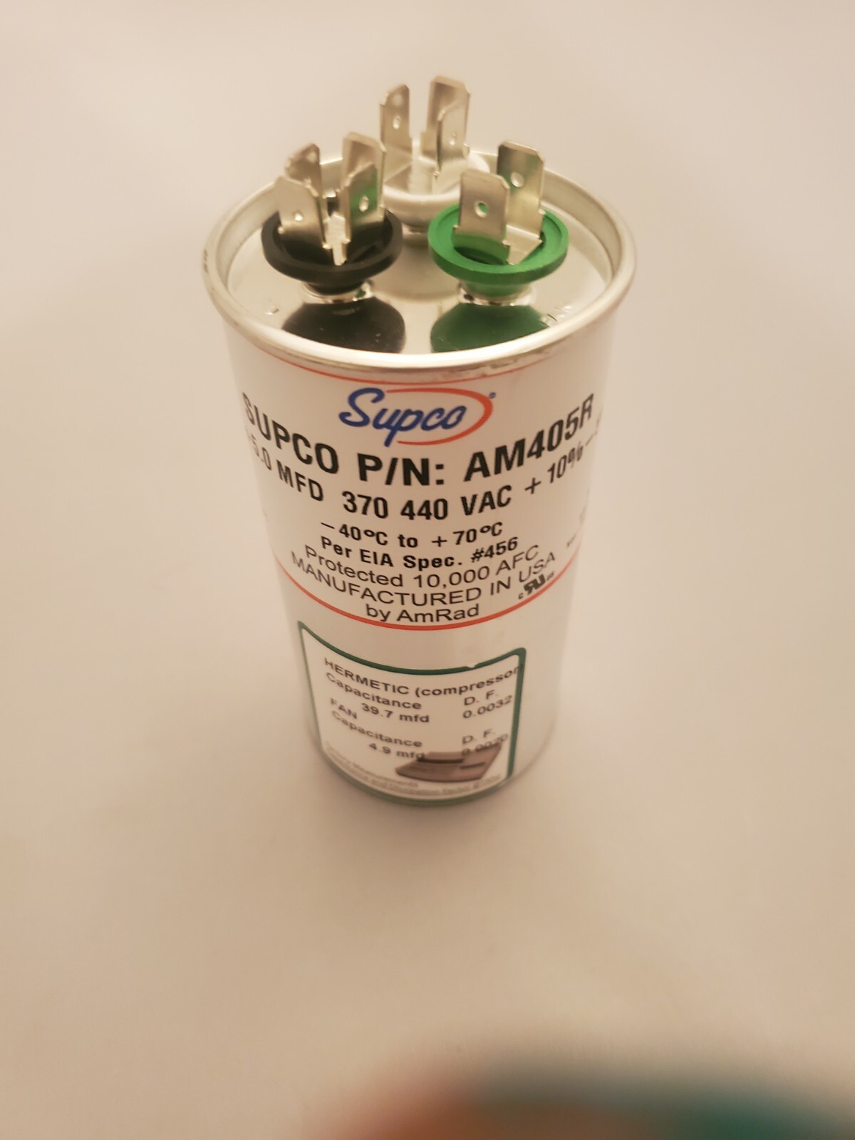 BRAND NEW AM4075R AMERICAN MADE CAPACITOR FROM SUPCO 40 + 7.5 MFD