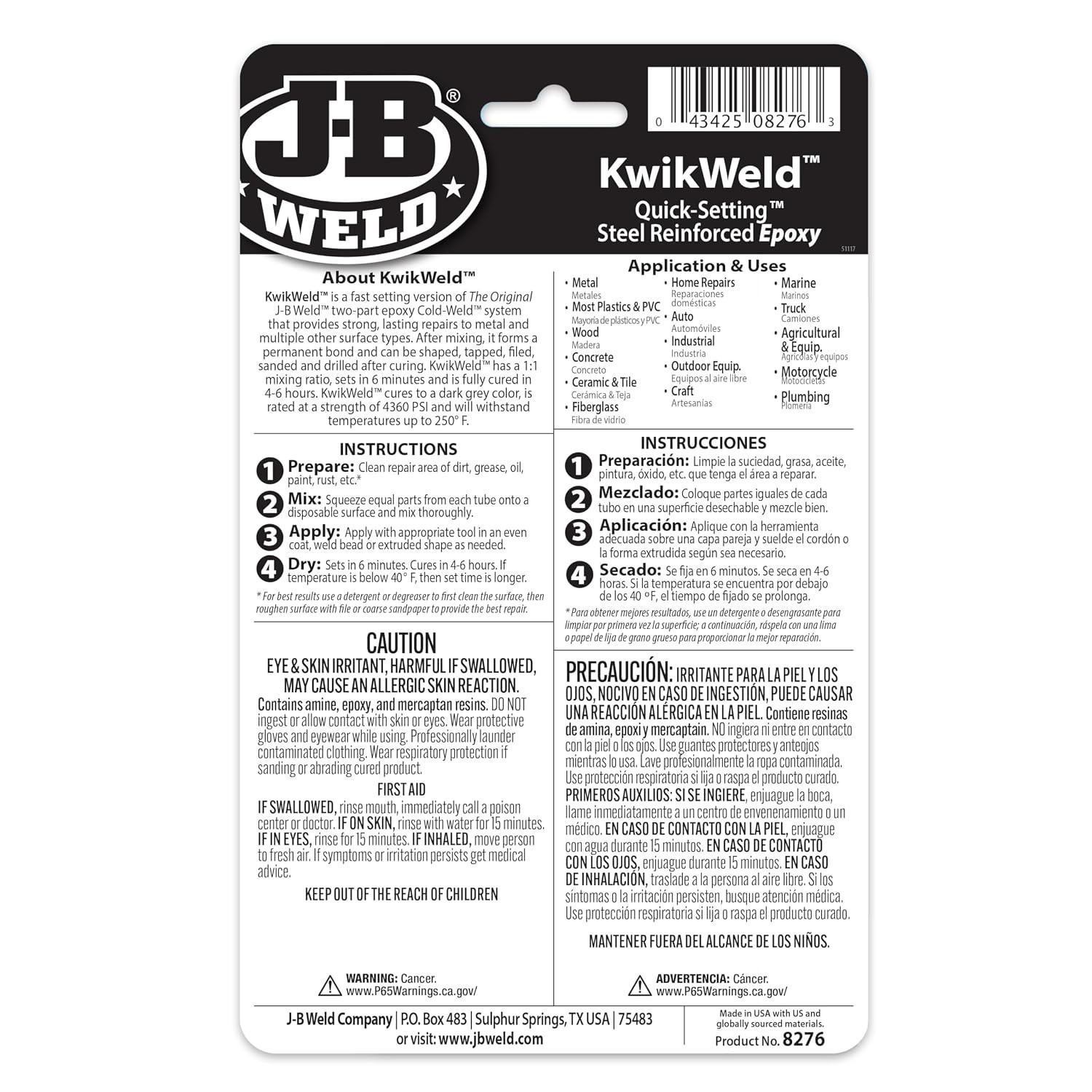 KwikWeld Quick Setting Steel Reinforced Epoxy – 2 Oz Dark Grey Repair Solution