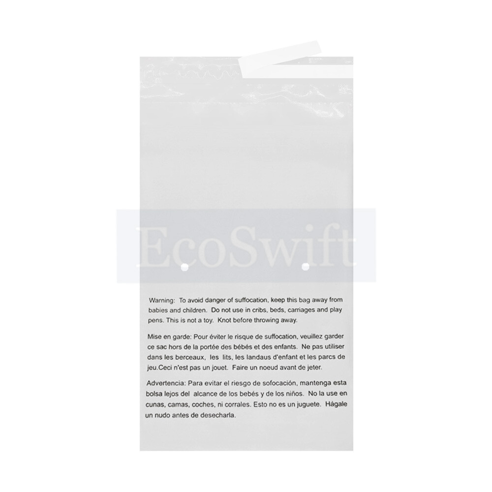 1-10000 7.5×10.5 EcoSwift Self Seal Suffocation Warning Clear Poly Bag Free Ship