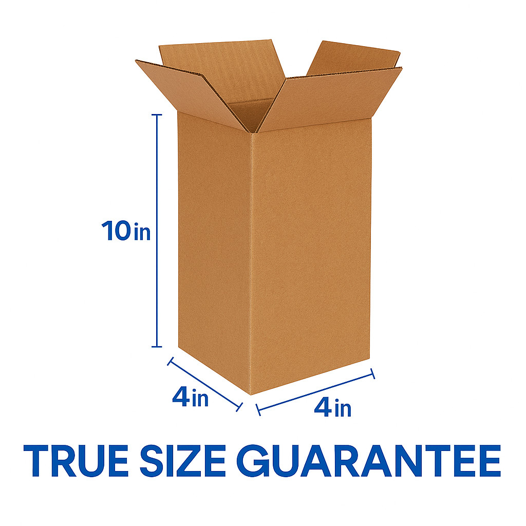 100 Cardboard Shipping Boxes 4x4x10 Kraft Corrugated Cartons Mailing Packing