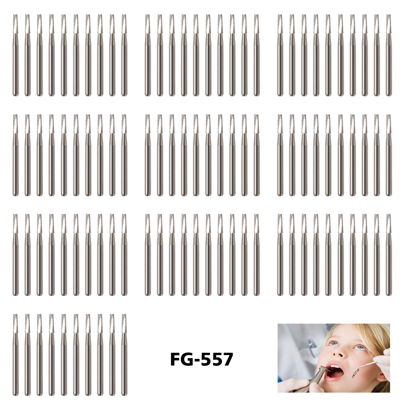 10-100PCS Dental Tungsten Carbide Steel Burs FG-557 for High Speed Handpiece