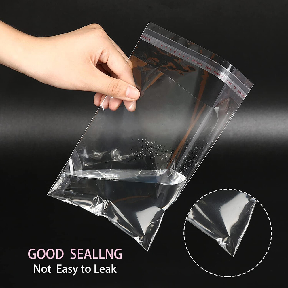 Clear Resealable Recloseable Self Seal Adhesive Cello Lip Tape Poly Plastic bags
