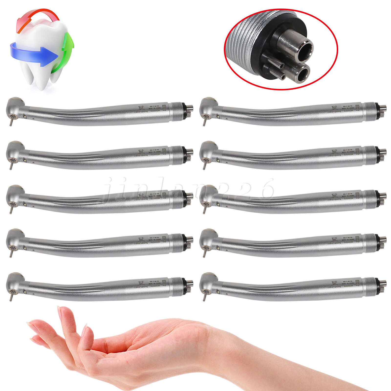 1-10 Yabangbang Dental (LED E-generator) High Speed Handpiece 4/2 Hole NSK Style