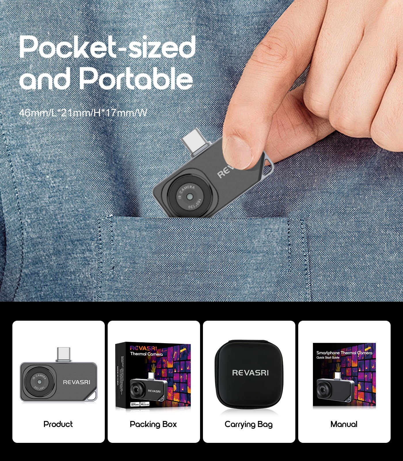 Thermal Camera for iPhone & Android, 320×240 IR Thermal Imager USB-C -4°F~842°F