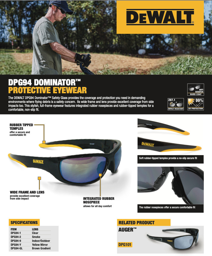 DEWALT DPG94 Dominator safety Glasses