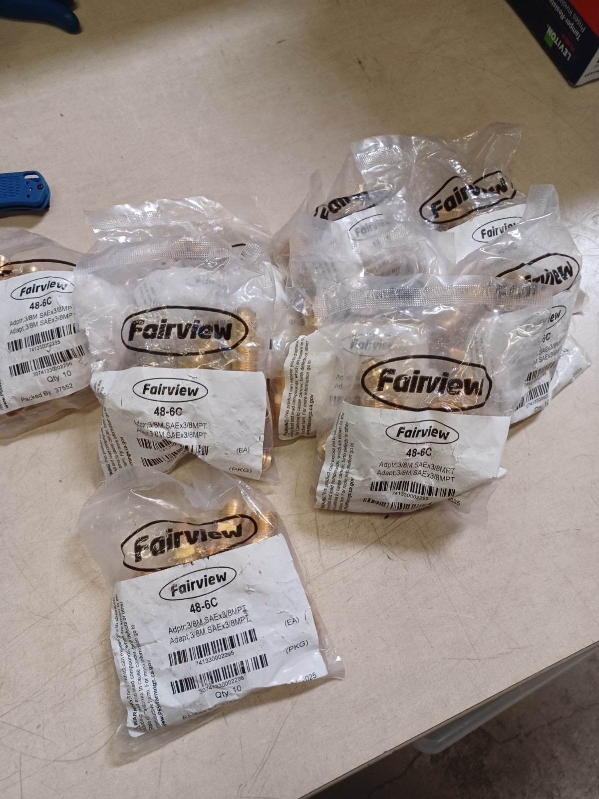 Lot Of 10 Fairview LF-48-6C Brass 3/8″mNPT x 3/8″ male flare