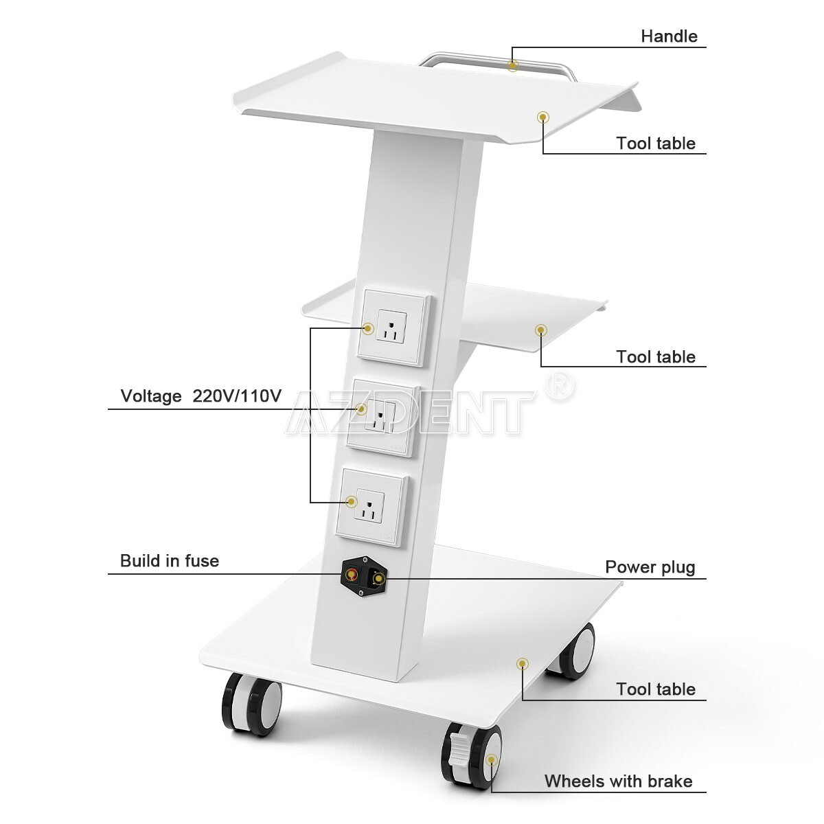 Dental Mobile Implant Endo Utility Cart Storage Cabinet Drawers /3 Layer Trolley