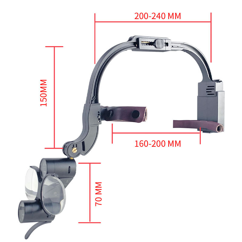 Dual LED Dental 5W Headband Head Light with 3.5X Binocular Loupes 2 Batteries US