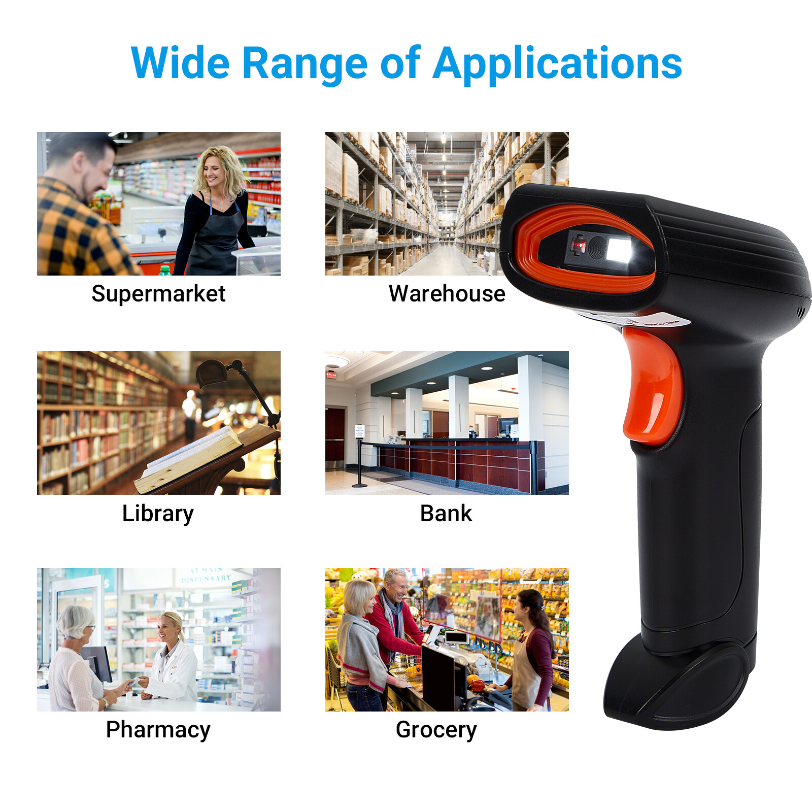 Handhold Wireless Code Scanner Bluetooth USB QR Code Reader for Store Warehouse