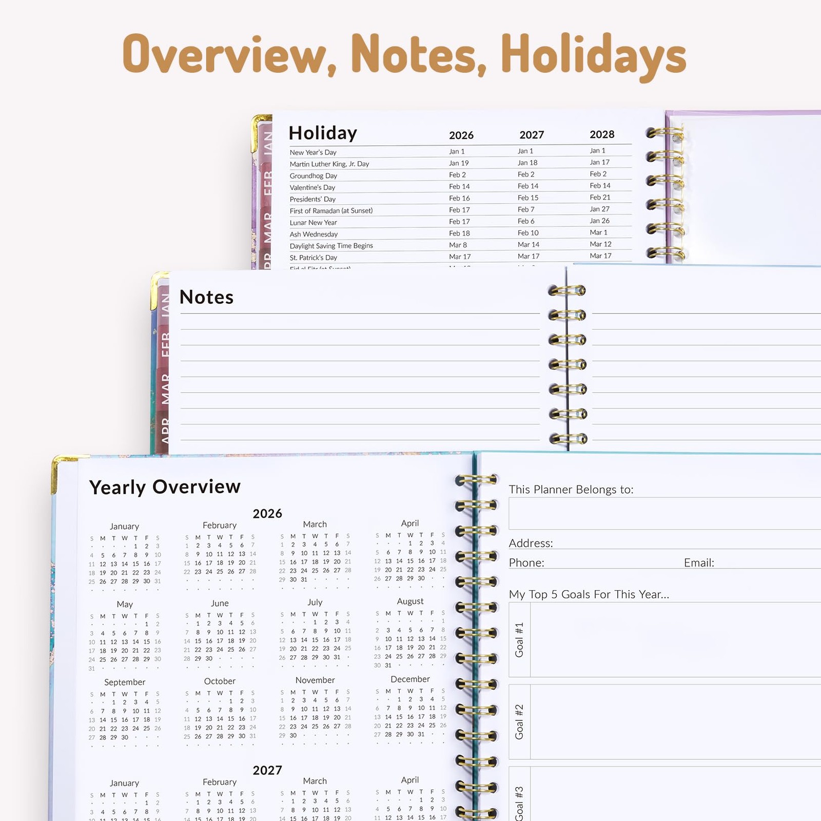 Forvencer 2026 Planner, Weekly and Monthly Calendar Letter, Light Green