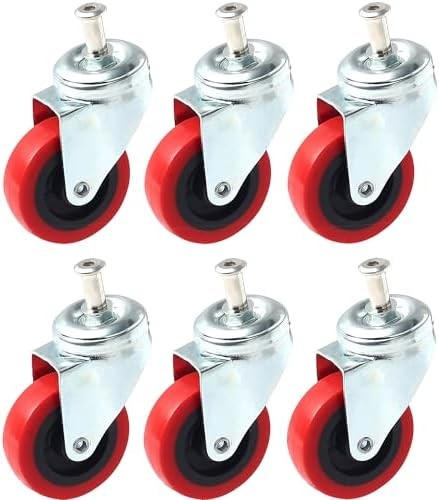 6 Pack Heavy-Duty 2.5″ Swivel Caster Wheel Creeper Service Cart Stool Post Mount