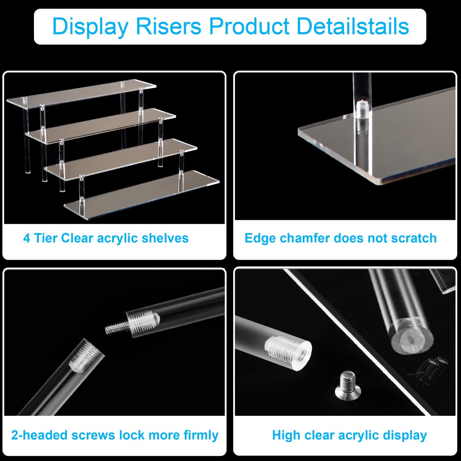 HENABLE 4 Tier Acrylic Perfume Organizer Stand, Clear Display Risers for