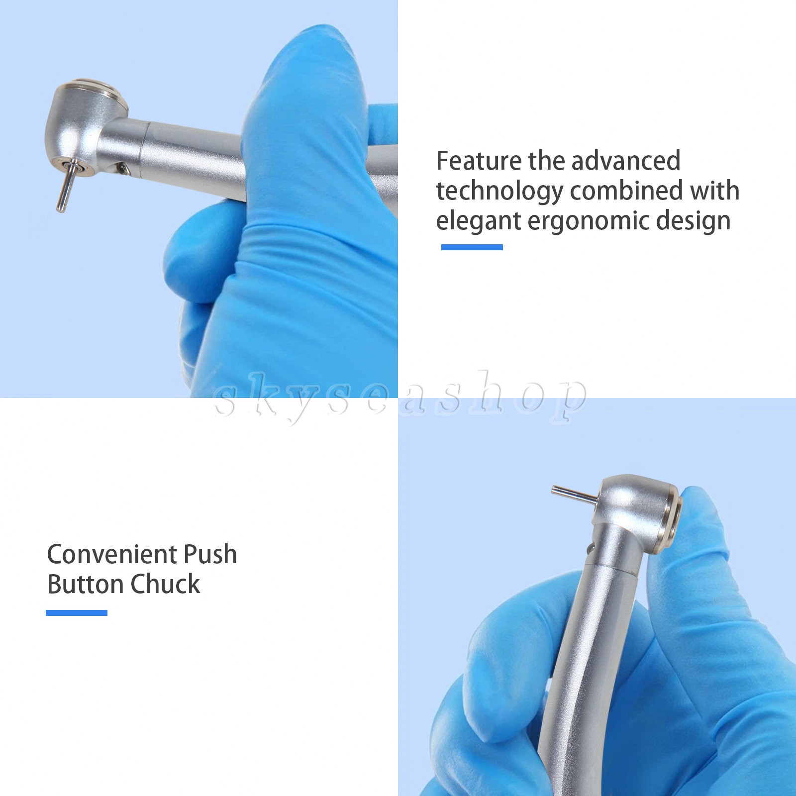5 Packs Dental Fiber Optic High Speed Turbine LED Handpiece E-generator 4 Holes