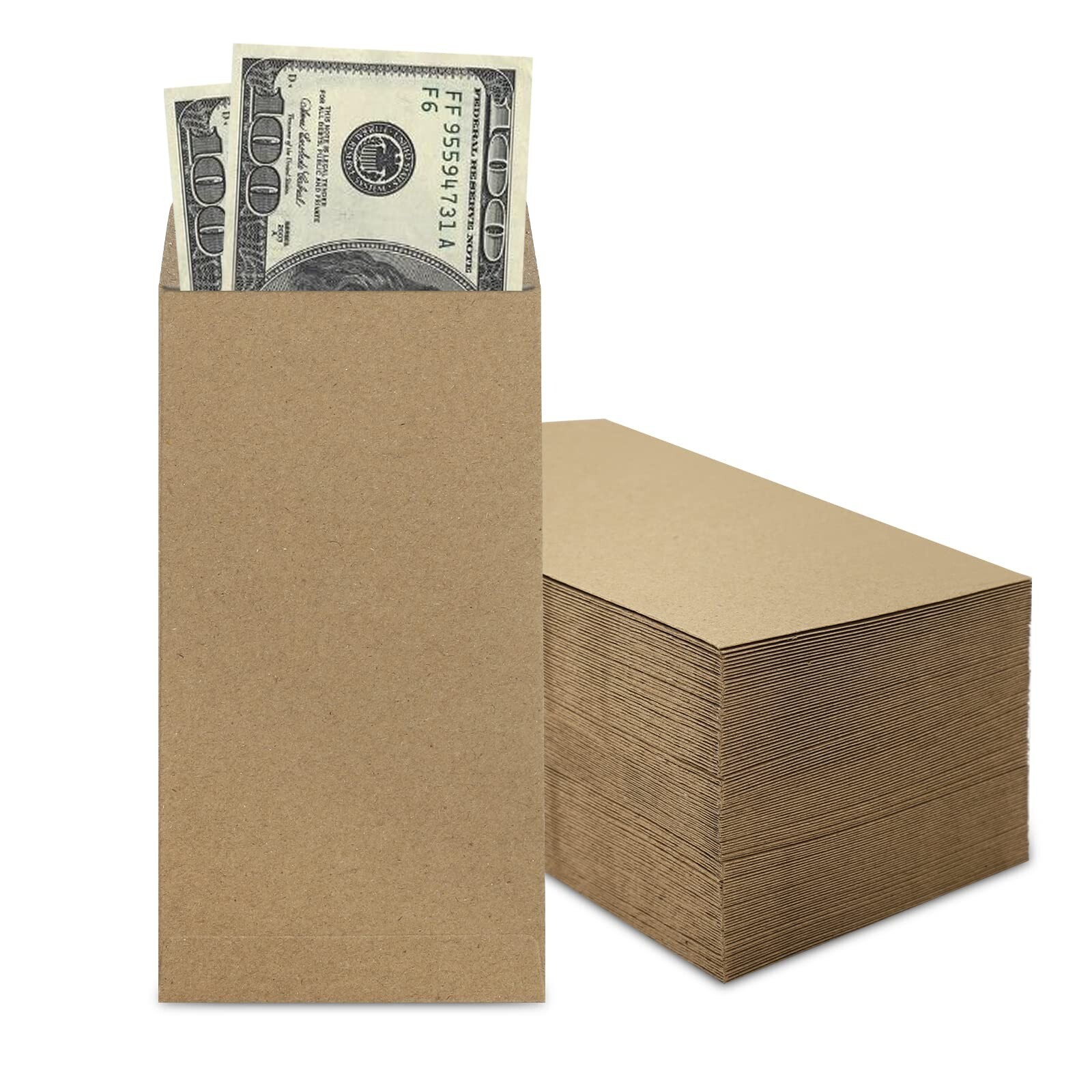200 Pack Kraft Cash Envelopes 6.7×3.5 Fit for Envelope Money Saving Challenge…