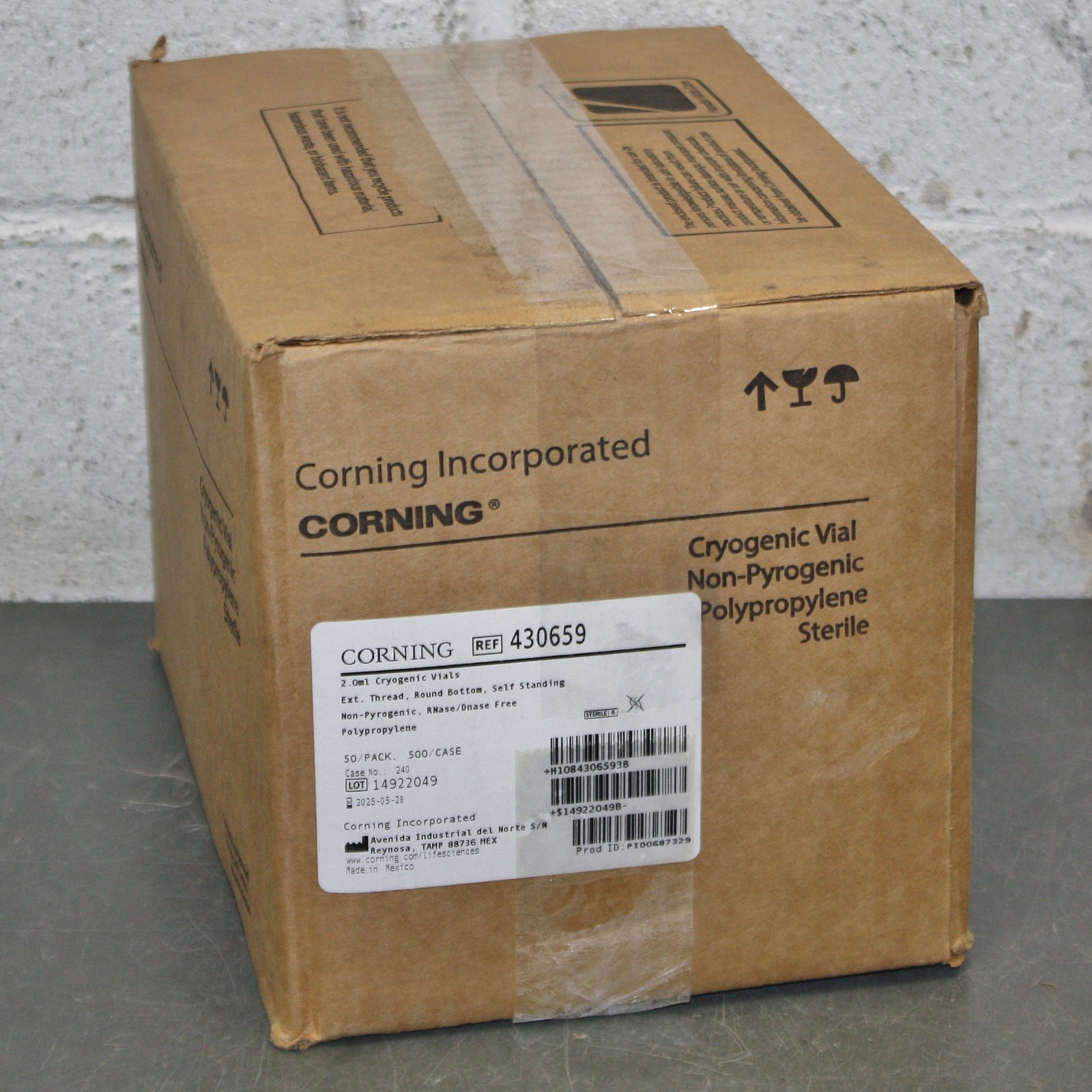 EXPIRED 5/2025 -(500) Corning 2mL Cryogenic Vials 430659, Round 12mm OD Cryo