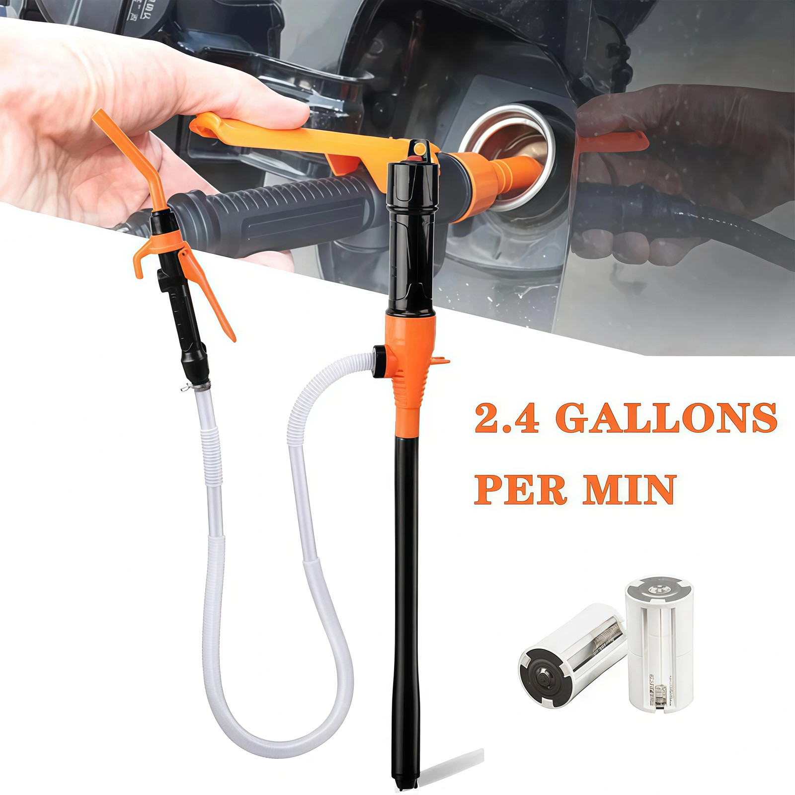 Battery Powered Electric Fuel Transfer Siphon Pump Gas Oil Water Liquid 2.4 GPM