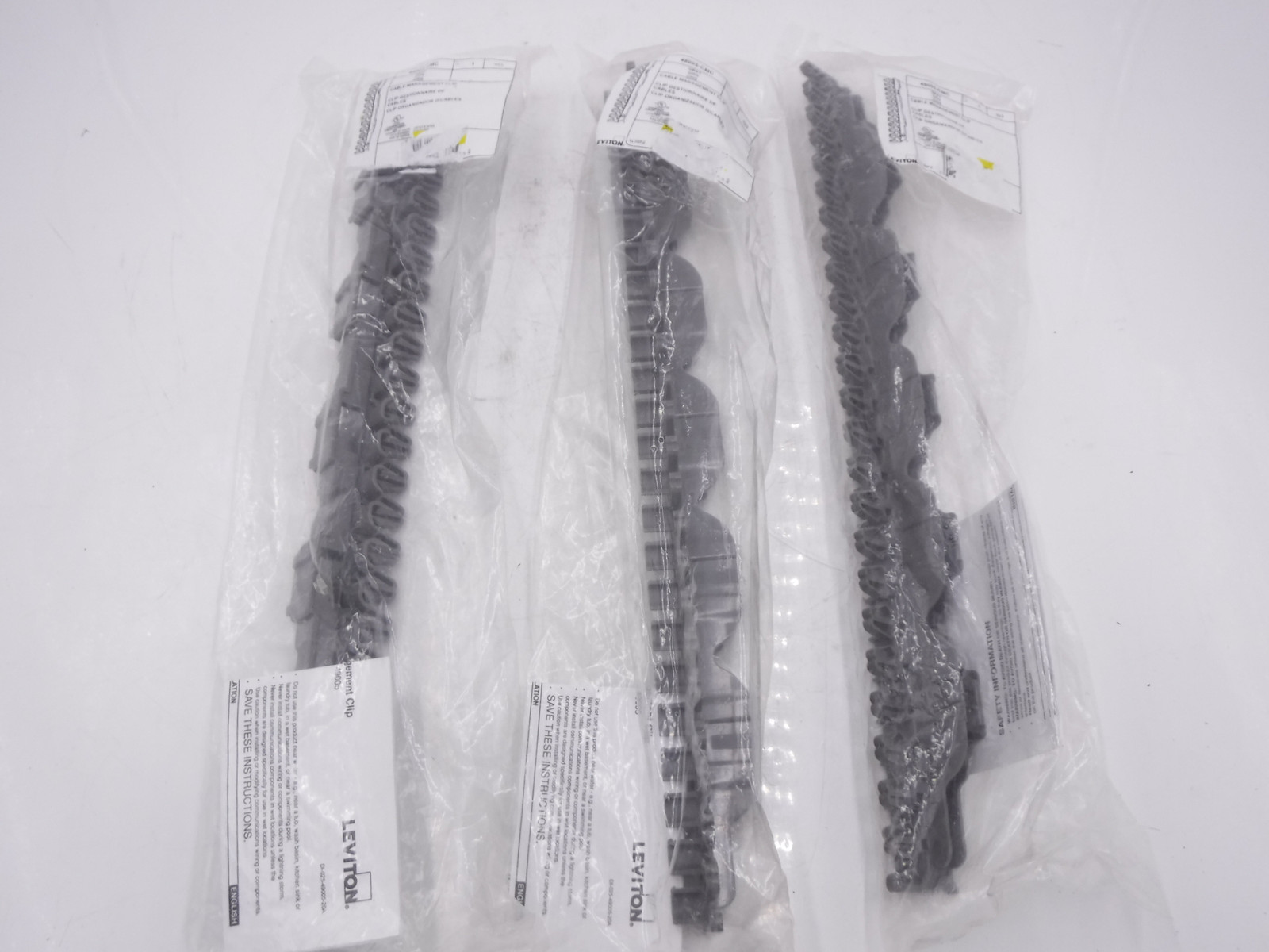 3 Pack Leviton Patch Panel Cable Management Clip Gray 49005-CMC