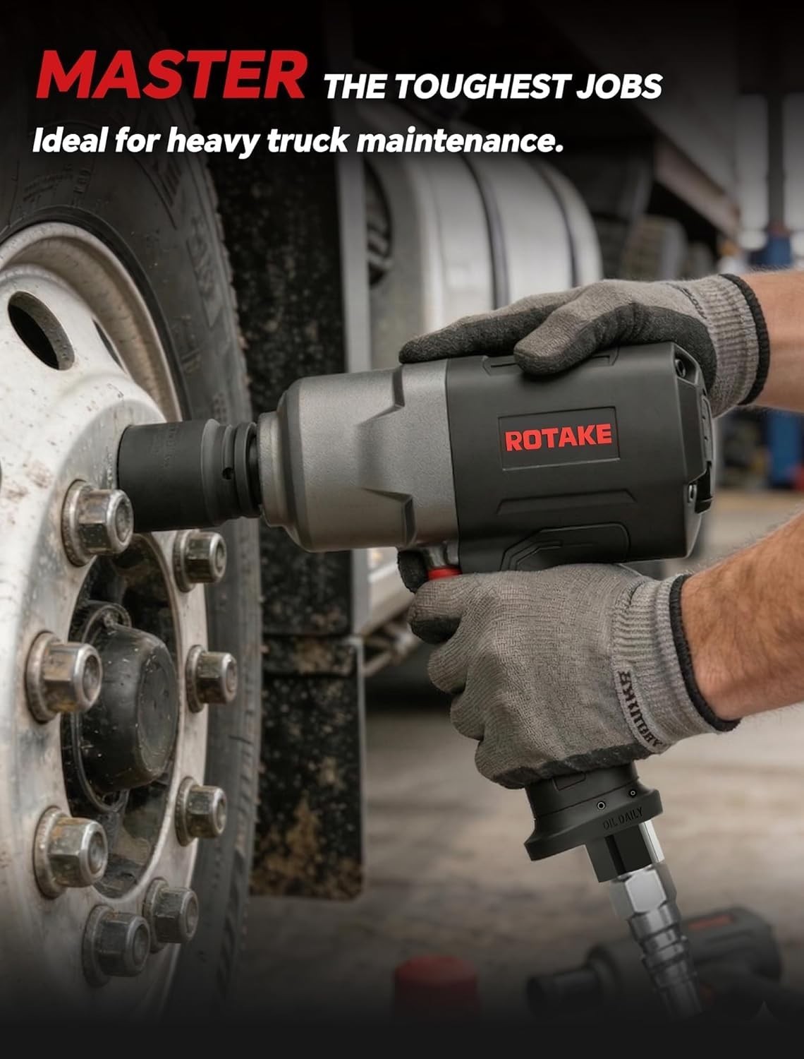 Air Impact Wrench 1556 Ft-Lbs Heavy Duty Pneumatic Gun for Trucks RT-5572 H Duty