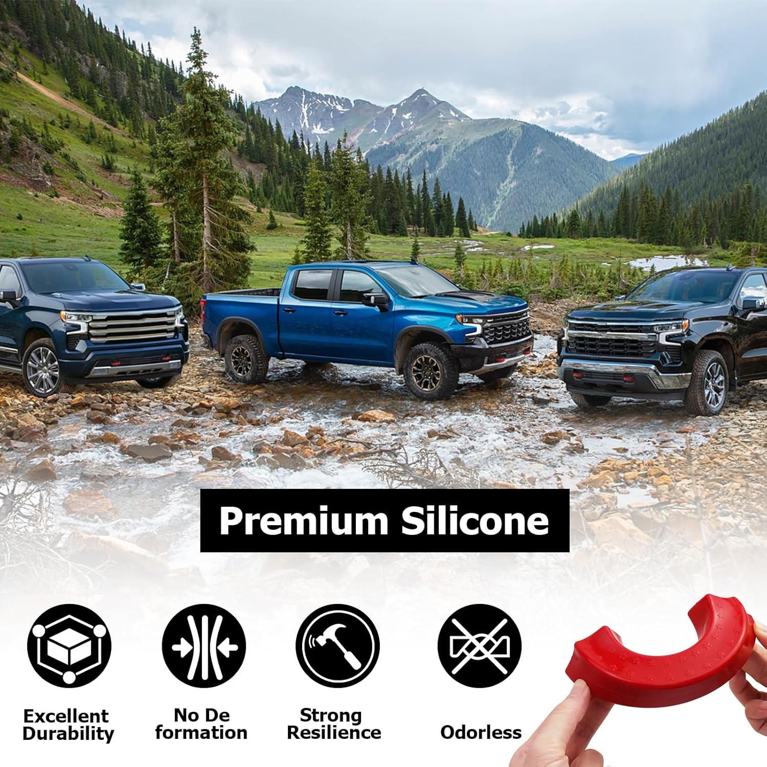 Peleus Tow Hook Covers for Chevy Silverado For 2007+, Red