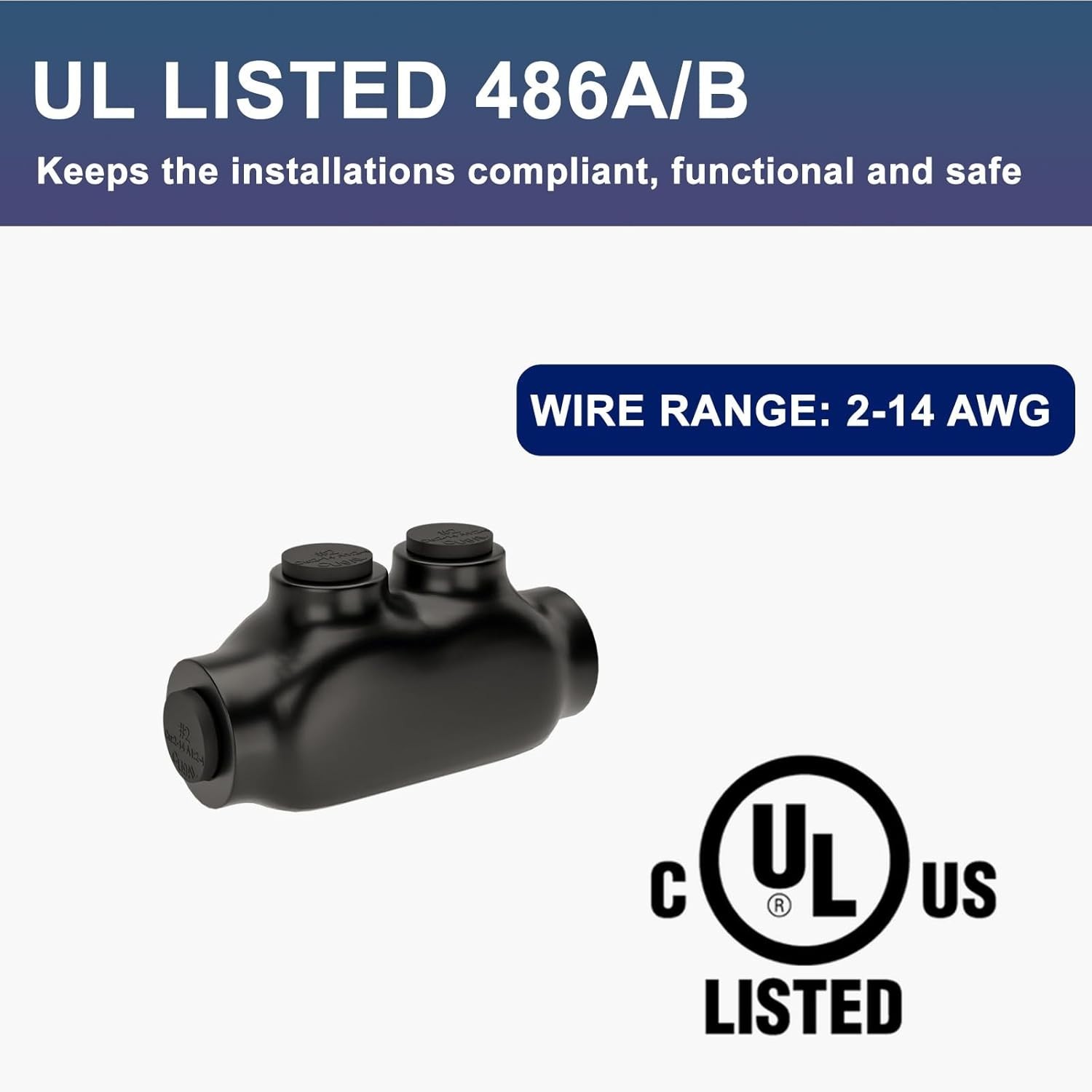 5Pack 2 Port Insulated Wire Connectors Black Splice Connector 2-14 AWG UL Listed