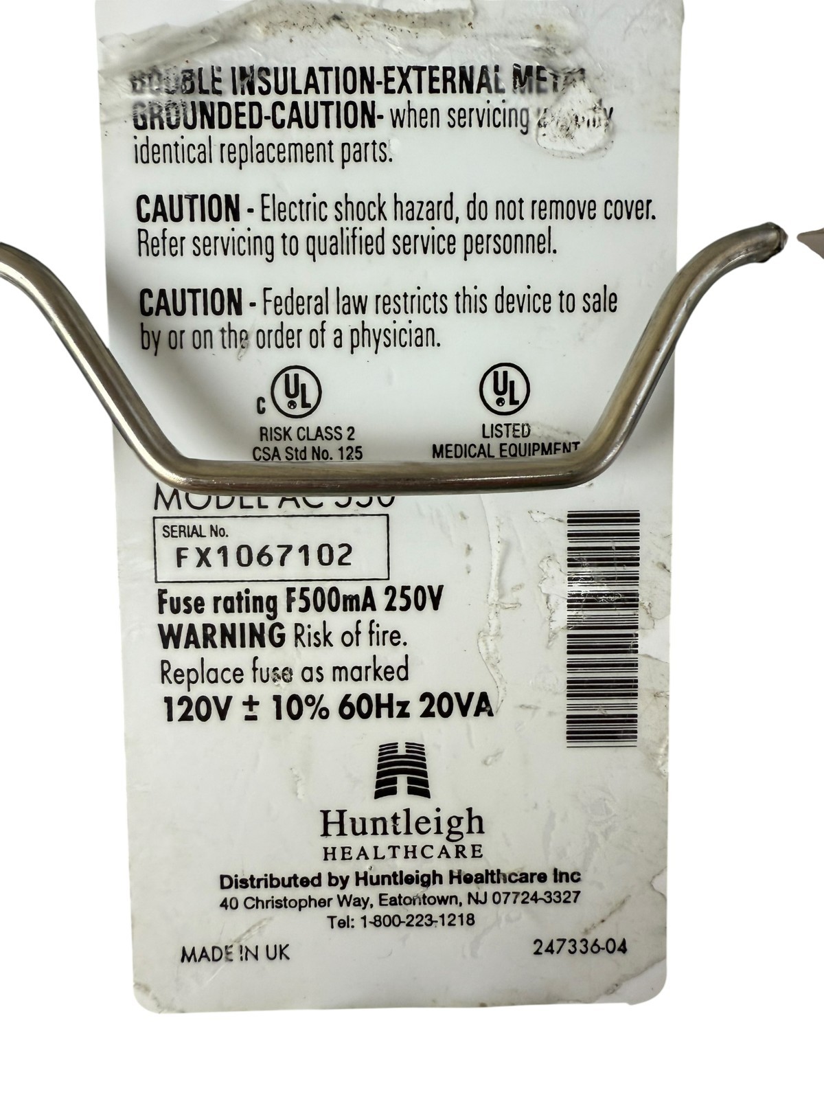 Flowtron Excel Arjo HuntLeigh MODEL: AC550