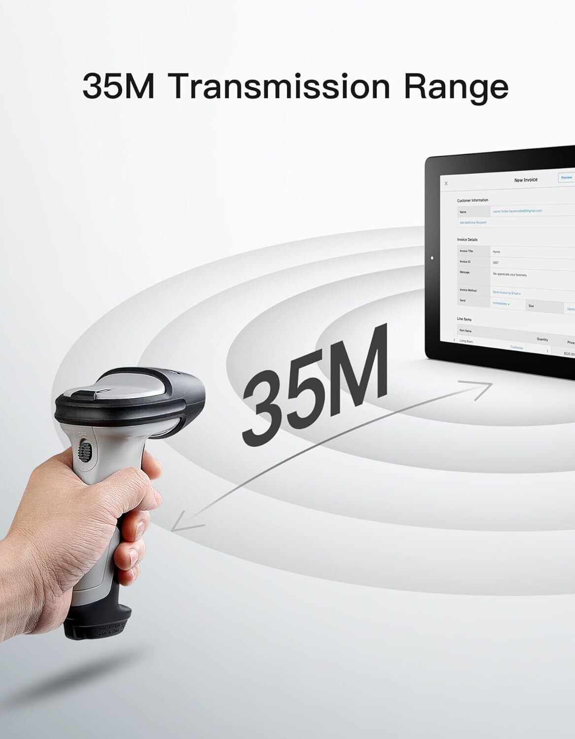 Inateck 2D Barcode Scanner Wireless Bluetooth QR Code Scanner W/ AI APP & SDK