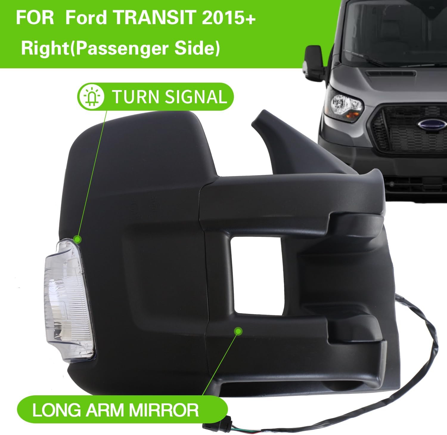 Side Door Mirror Right Passenger Side for Ford Transit 150 250 350 350 HD 2015-2