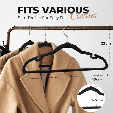 Non-Slip Velvet Clothes Hangers – 30/50/100/200 Pack, Black, Gray, Ivory