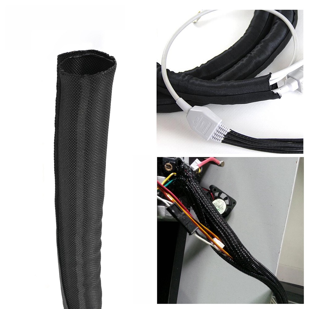 Split Braided Cable Sleeve Nylon Self Wrap Wire Loom Cord Management Protector