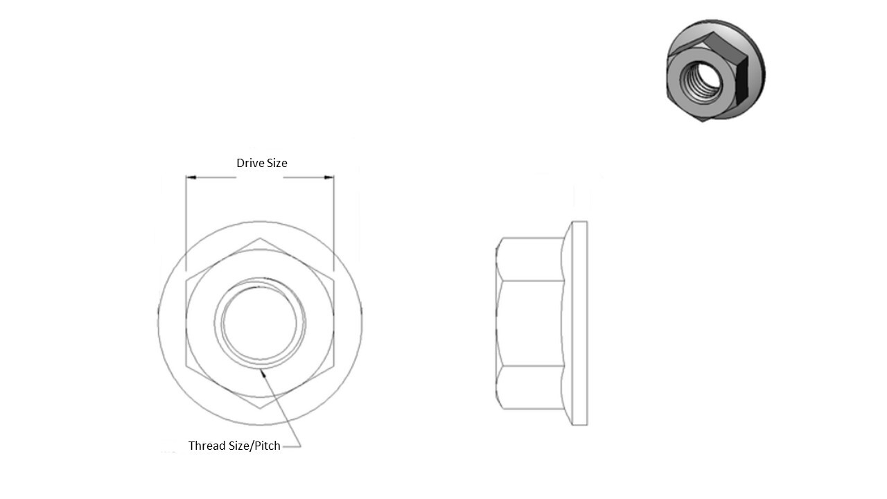 Hex Flange Nut, Black Zinc Plated, Grade 10.9, M5, M6, M8, M10