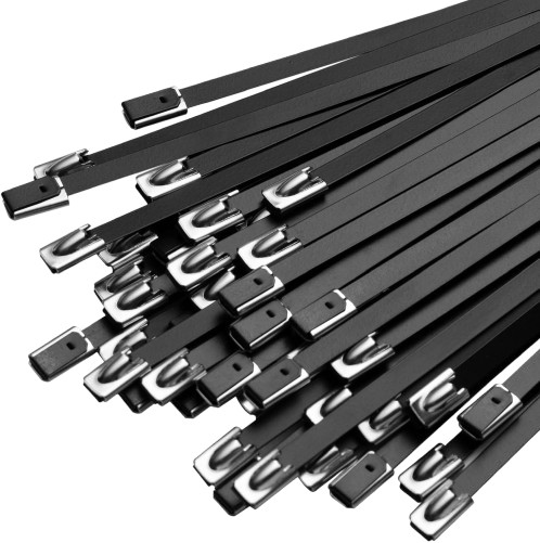 Metal Zip Ties Black 11.8In Stainless Steel Zip Ties Heavy Duty, 270LBS Tensile