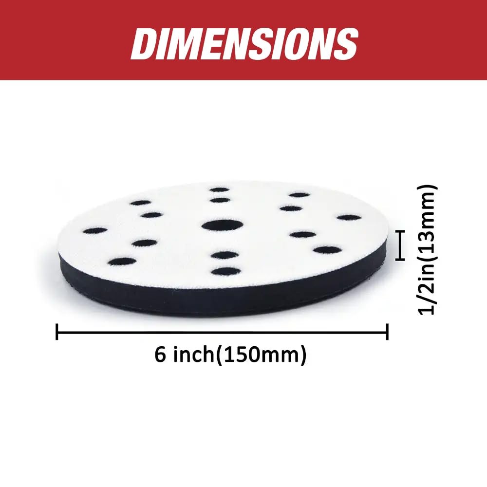 LAUCO 6-Inch Soft Interface Pad – 15-Hole Hook & Loop Foam Cushion Buffer Pad