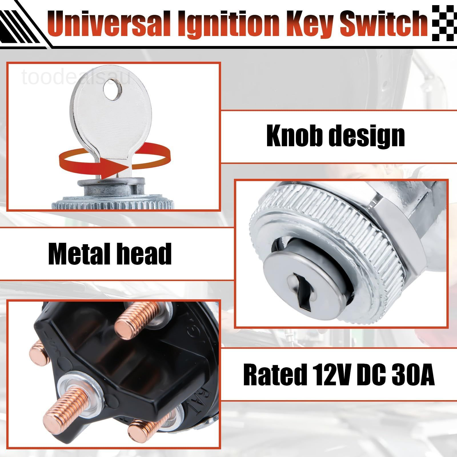 Ignition Switch with Key, Universal Ignition Key Switch, 12V 4 Position Starter