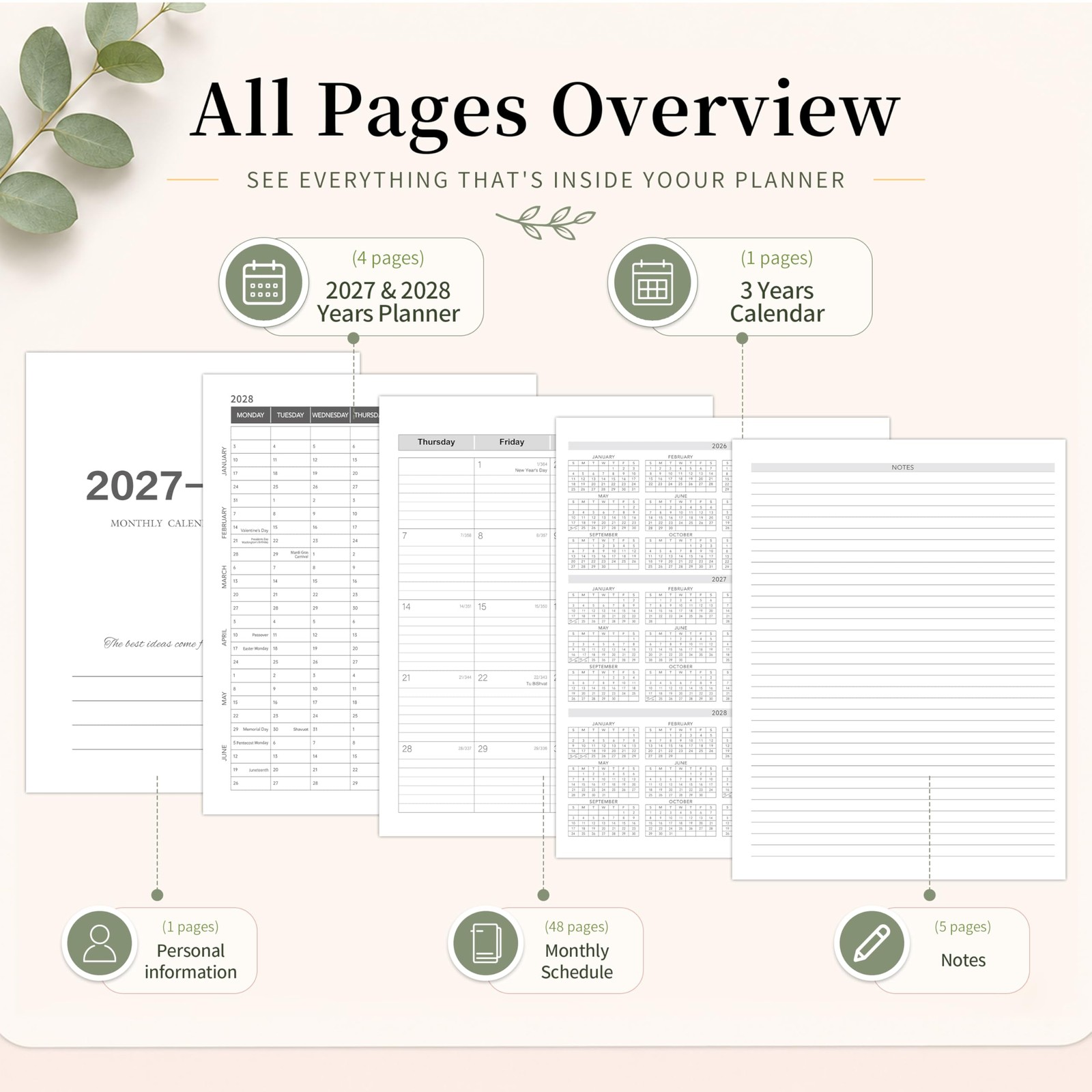 2027-2028 Monthly Planner, Jan 2027-Dec 2028, A4 2027 – Dec Black