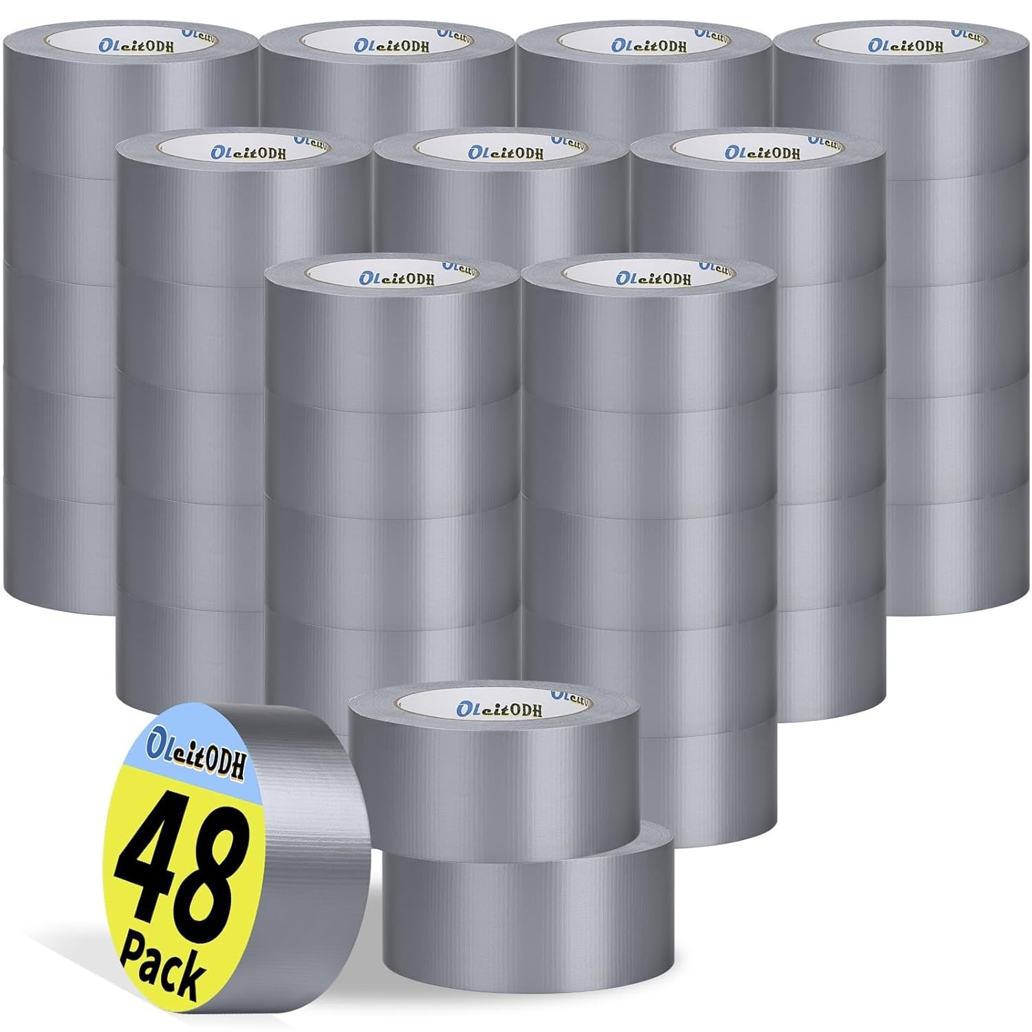 48 Pack Silver Duct Tape Heavy Duty Bulk, 2 inch X 1440 Yards, Strong No Residue