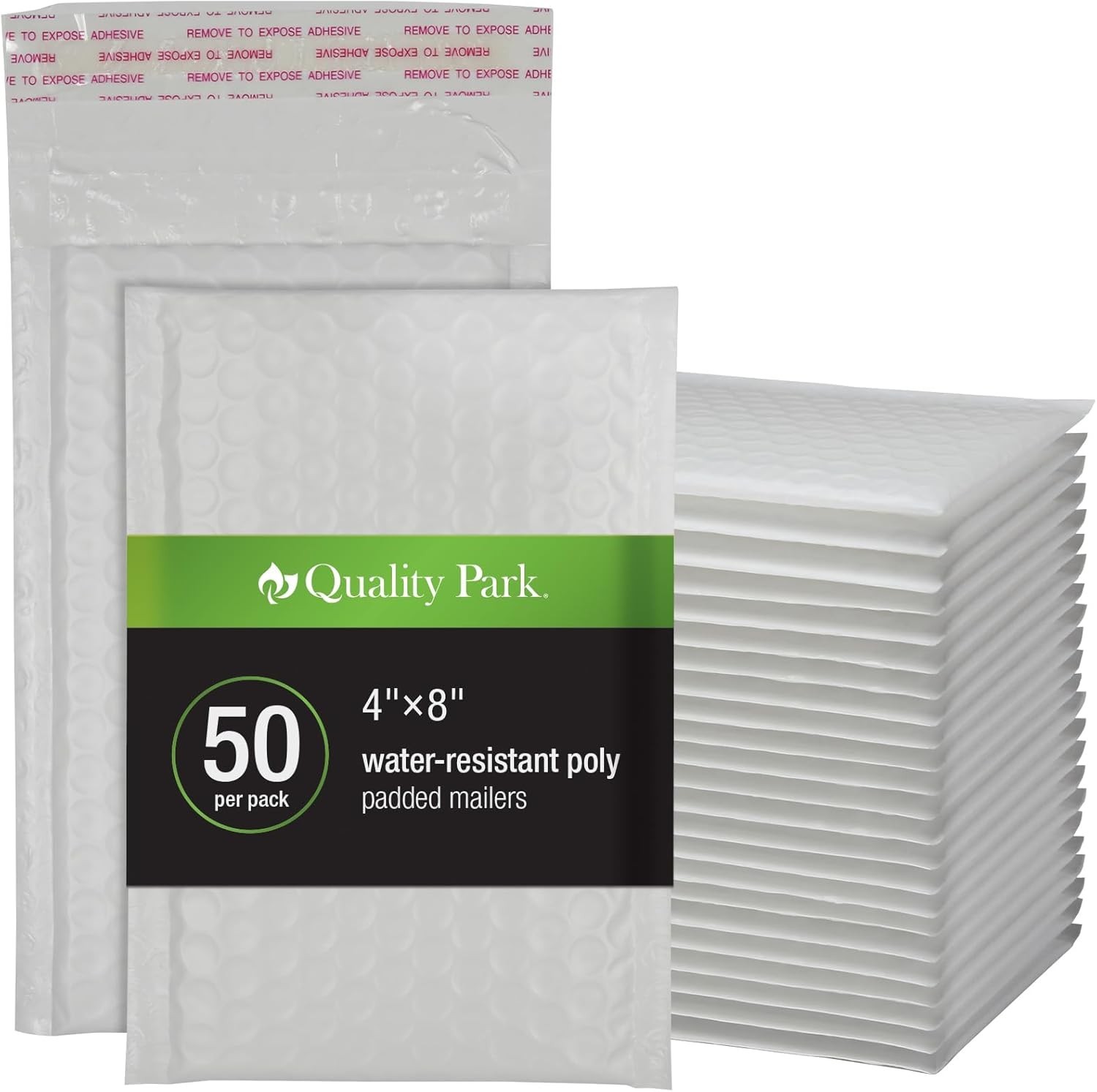 Bubble Mailers, 4 x 8 Shipping Envelopes, Self-Seal, Durable White Padded Env…